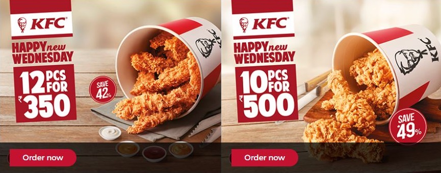 Live KFC Wednesday Offers Buy 12 Pcs Boneless Strips For Rs 350 Only